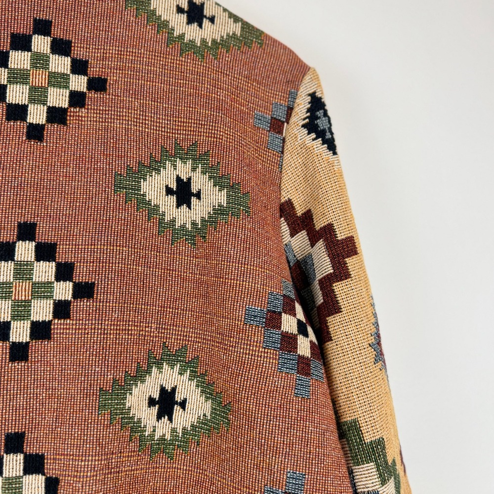 VTG! Its Outta The Bag Unge Potch Ket Tapestry Navajo Southwest Jacket M USA - Picture 9 of 15